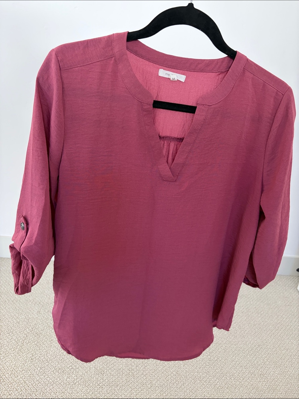 Maurices Rose-Magenta Split V-Neck Tunic